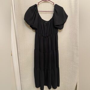 See You Monday Black Pillow Sleeve Dress